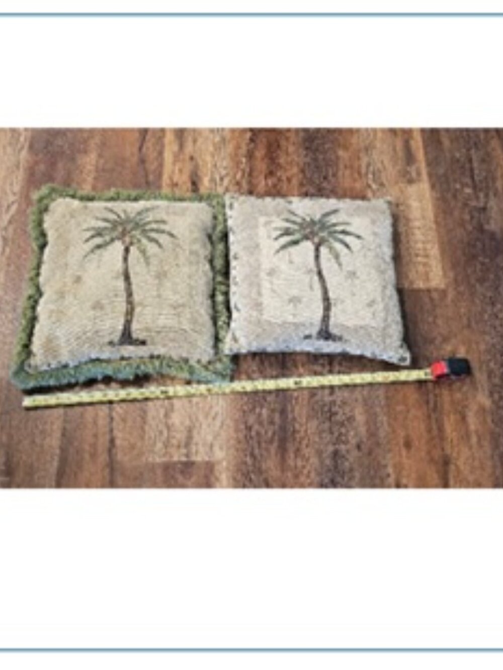 2 Soft Chenille Decor Pillow Pillows Palm Tree Tropical Coconut Beach Sea Ocean